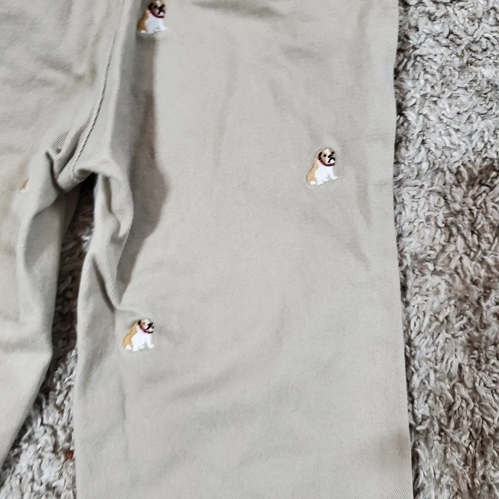 Janie and Jack Kakhi Puppy Embroidered Pants